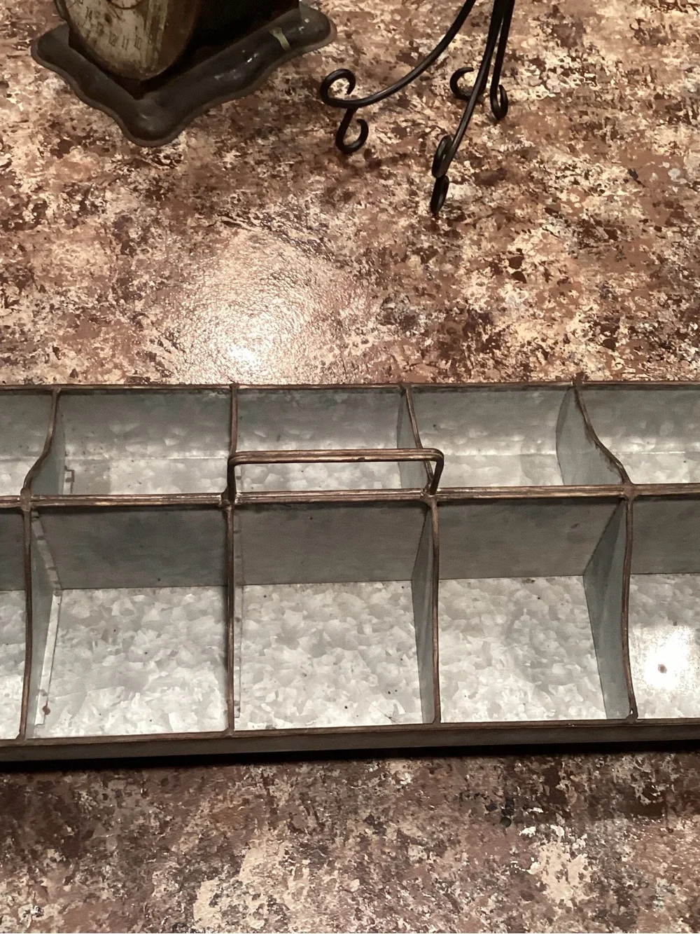 Galvanized Metal 10-Compartment Organizer - Chicken Feeder Decor